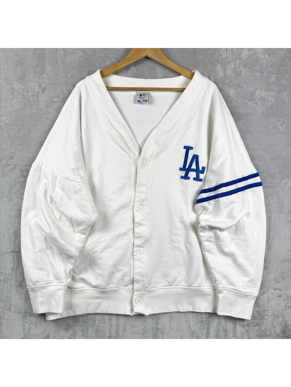 Los Angeles Dodgers Baseball Cardigan White Blue Button Up Jersey Jacket XL Fan